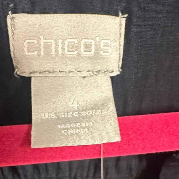 Chico's Navy Tiered Maxi Dress with Roll-Tab Sleeves sea island sz 4 -20/22 - Picture 2 of 8